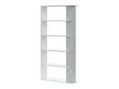 Biblioteca*Loungitude Estante de cimento/branco com 5 prateleiras individuais, 90x25x180 cm Cinzento claro