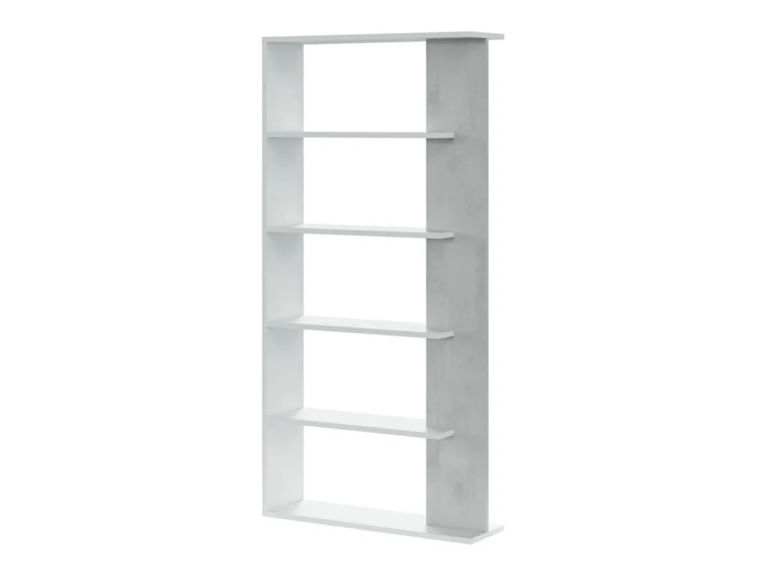 Biblioteca*Loungitude Estante de cimento/branco com 5 prateleiras individuais, 90x25x180 cm Cinzento claro