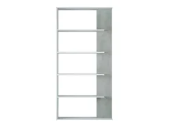 Biblioteca*Loungitude Estante de cimento/branco com 5 prateleiras individuais, 90x25x180 cm Cinzento claro