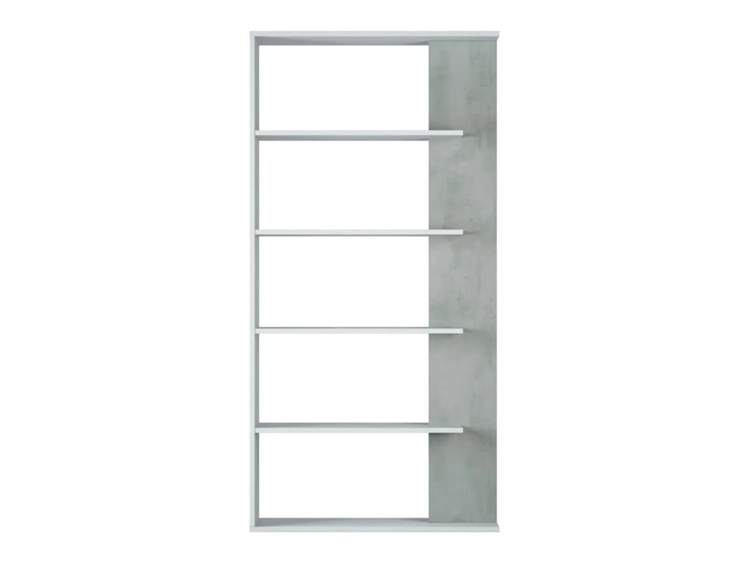 Biblioteca*Loungitude Estante de cimento/branco com 5 prateleiras individuais, 90x25x180 cm Cinzento claro