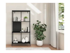 Biblioteca|Loft24 Estante de escada com 4 prateleiras em MDF branco Preto