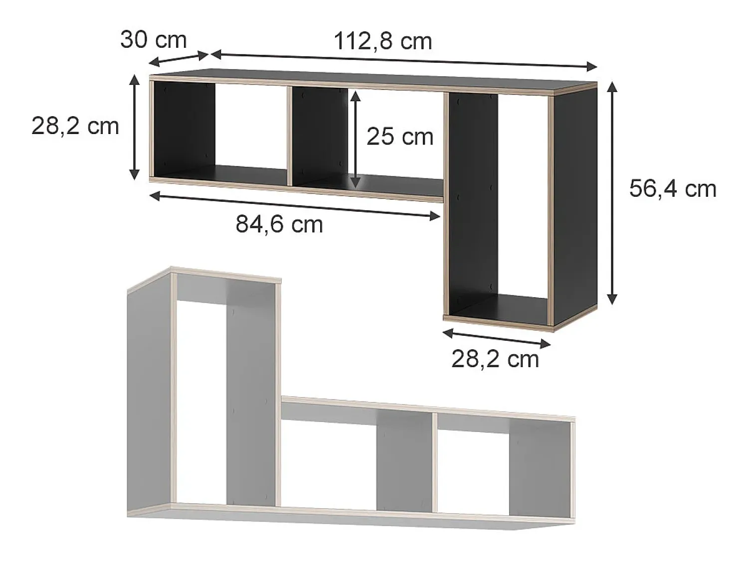 Prateleira|Vicco Estante de livros antracite 112.8x30x56.4 tetrix Cinza antracite