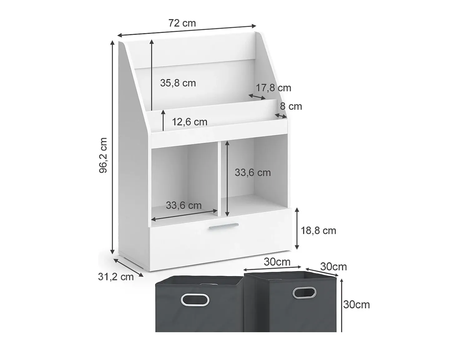 Sale Vicco Estante de livros 72x31.2x96.2 luigi Branco