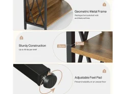 Biblioteca|Tribesigns Estante de Livros de 180cm de Altura, Estante Industrial de 6 Andares com Estrutura Metálica Geométrica e Prateleiras de Armazenamento Abertas Castanho