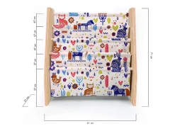 Estante de livros em contraplacado de pinho e tecido estampado Nordic Montessori^ Biblioteca