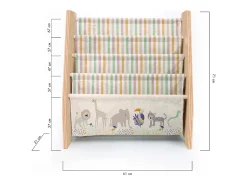 Biblioteca| Estante de livros em contraplacado de pinho e tecido África Montessori Natural claro