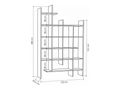Concept-Usine Estante de madeira BOK Carvalho com 15 prateleiras 122x25,5x188 cm^ Prateleira
