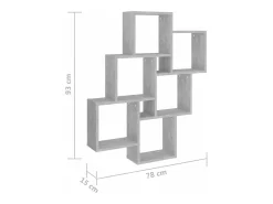 Prateleira*vidaxl Estante de parede cúbica derivados de madeira cinza cimento Cinzento