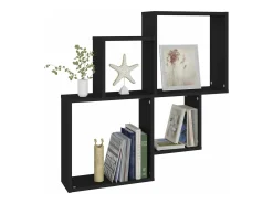 Prateleira*vidaxl Estante de parede cúbica 80x15x78,5 cm deriv. de madeira Preto