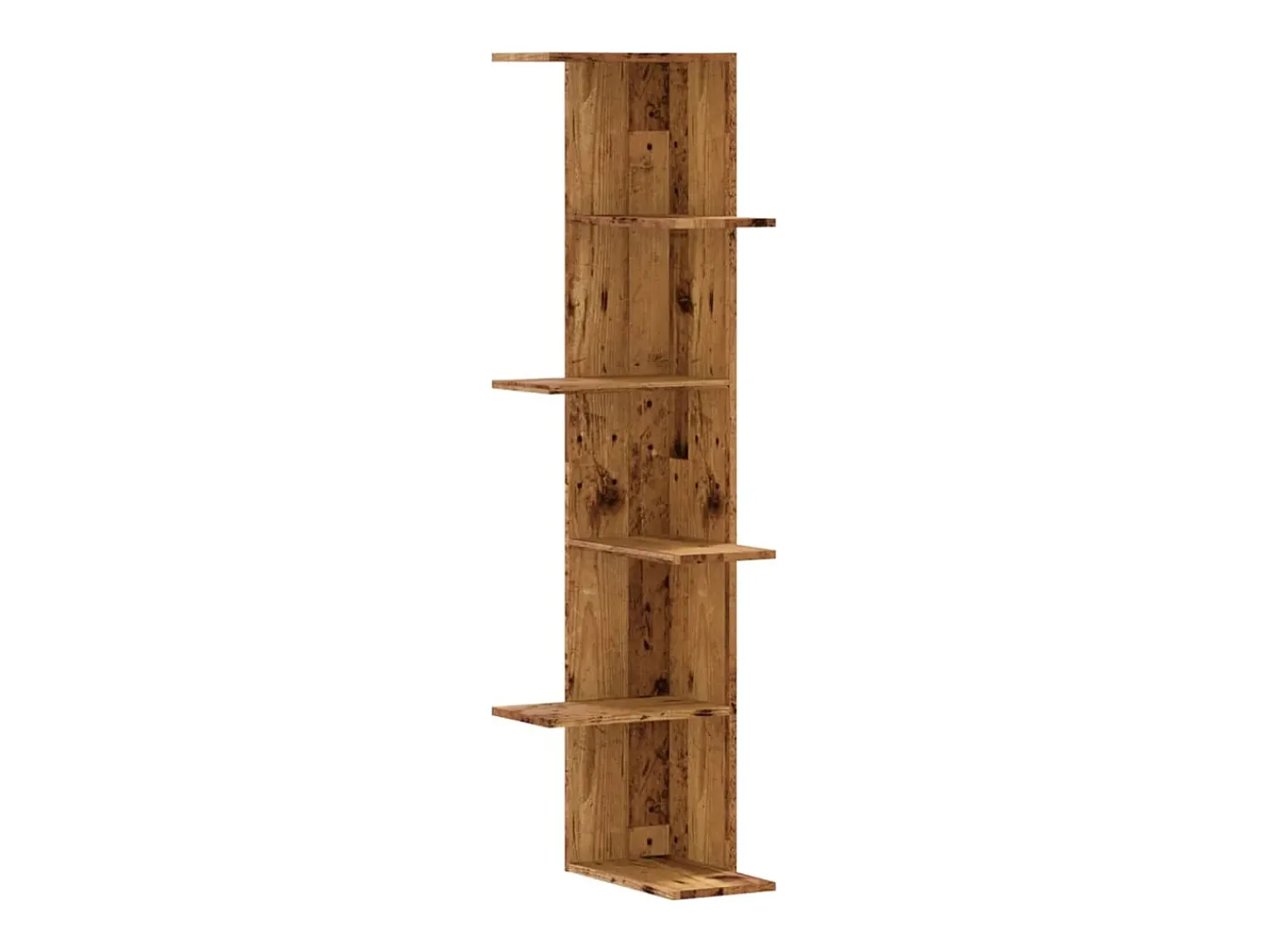 Best vidaxl Estante de parede p/ canto derivados de madeira madeira velha Castanho