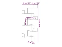 vidaxl Estante de parede p/ canto derivados de madeira madeira velha^ Prateleira