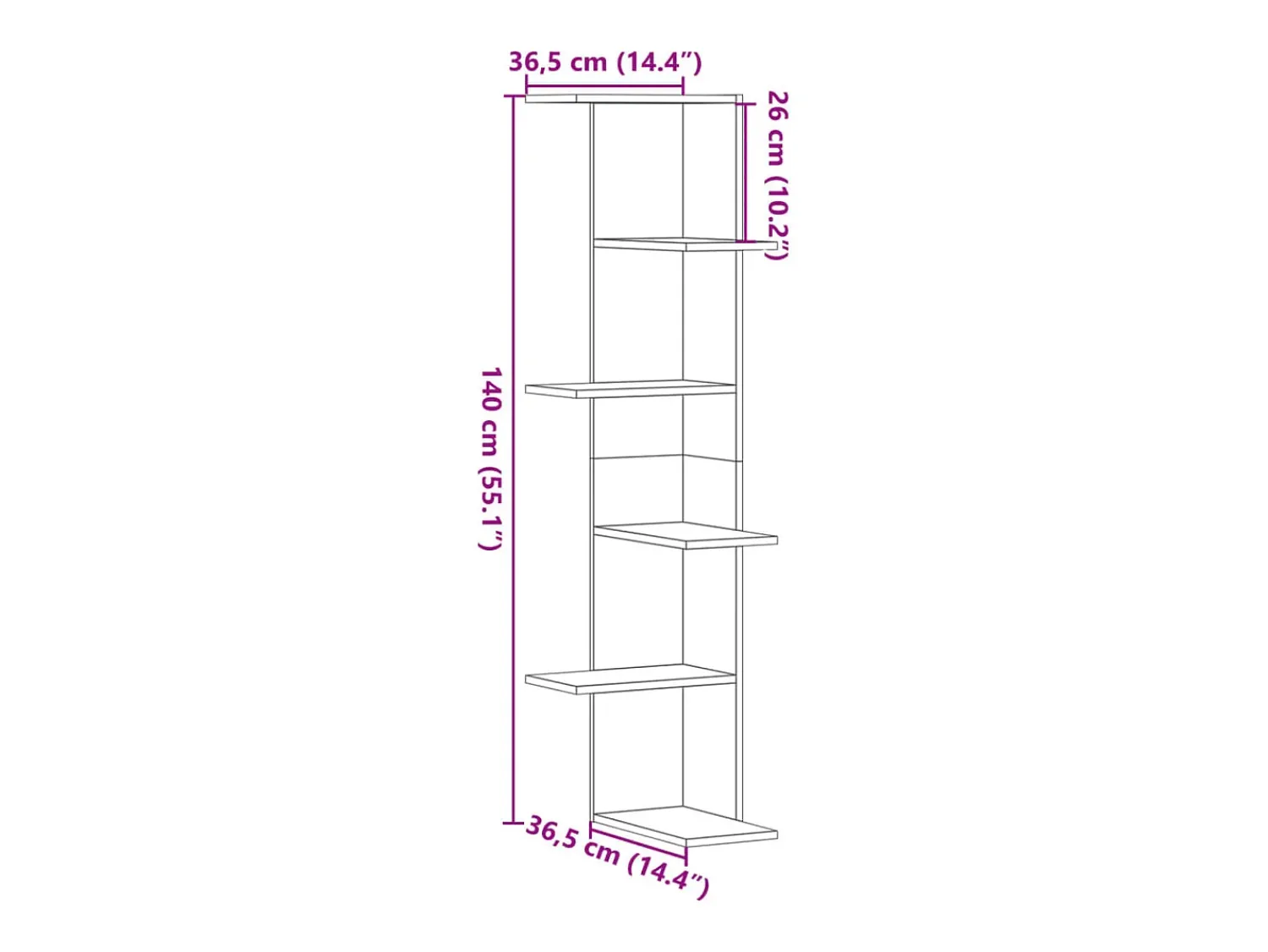 Prateleira*vidaxl Estante de parede p/ canto derivados madeira cimento Cinzento