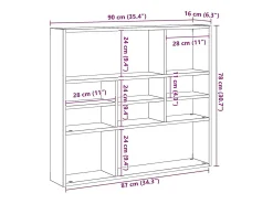vidaxl Estante de parede 90x16x78 cm contraplacado carvalho sonoma^ Prateleira