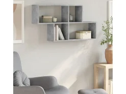 Estante de parede 100x20x53 cm derivados madeira cinza cimento PT621725^ Prateleira