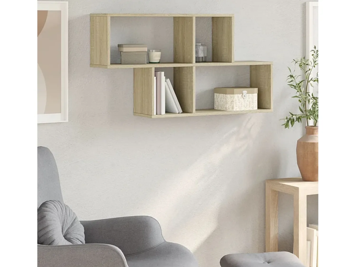 Estante de parede 100x20x53 cm deriv. madeira carvalho sonoma PT122063^ Prateleira
