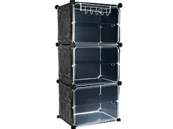 Móvel De Arrumação|Sapateira*IDtendancedeco Estante de Sapatos Modular Preto 6 Prateleiras 93x44,5x30cm - Poupança de Espaço, Montagem Fácil, Porta Aberta Castanho