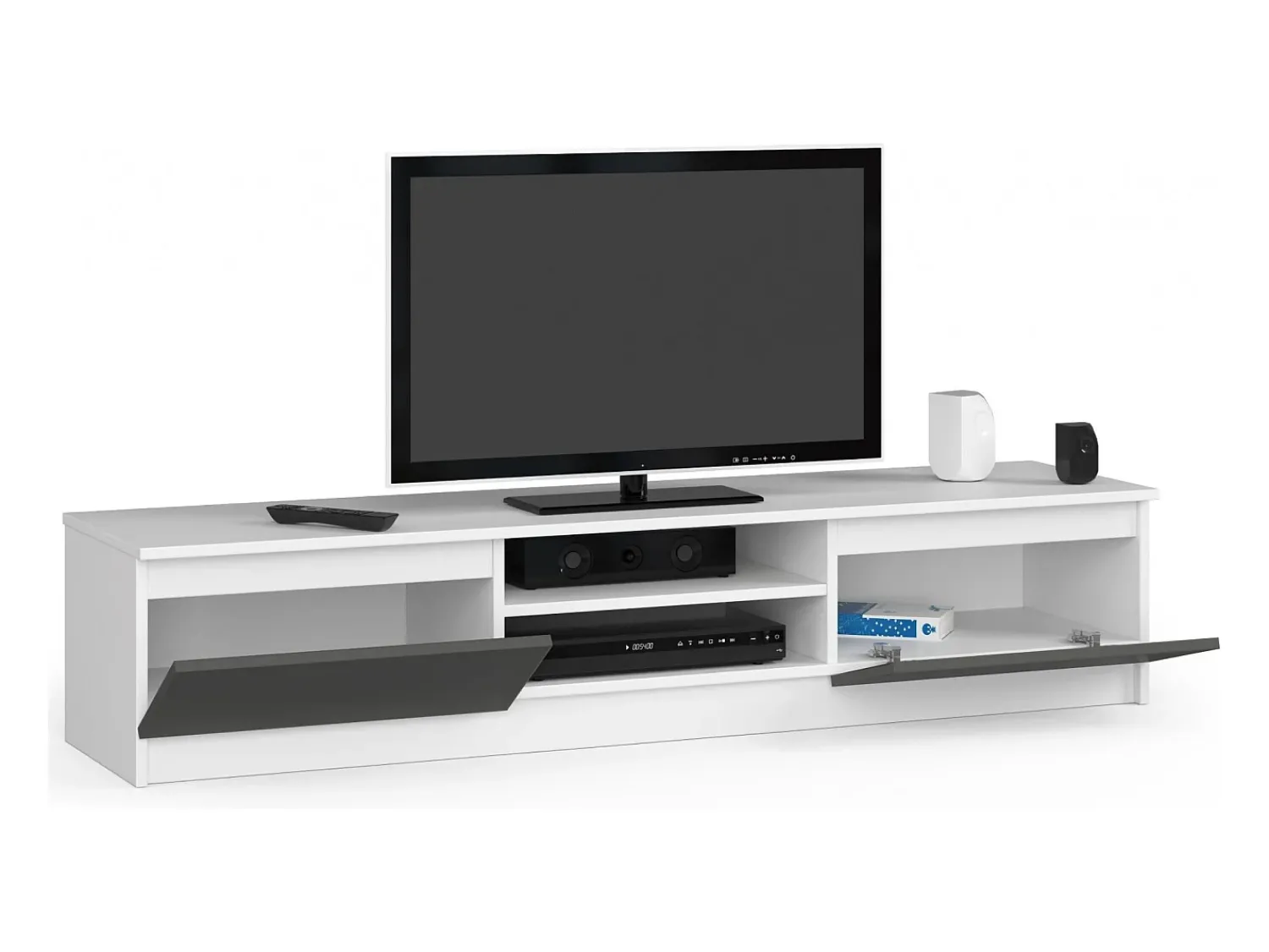 Móvel De Tv|Akord Estante de TV Moderna B160 Colorida - Branco/Cinza Grafite Natural claro / Branco