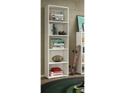 Dmora Estante Dedjoum, Biblioteca com 4 prateleiras ajustáveis, Estante de livros, Armário de parede com prateleiras, 100% Fabricado na Itália, 60x30h195 cm,^ Biblioteca