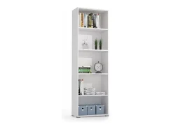 Dmora Estante Dedjoum, Biblioteca com 4 prateleiras ajustáveis, Estante de livros, Armário de parede com prateleiras, 100% Fabricado na Itália, 60x30h195 cm,^ Biblioteca