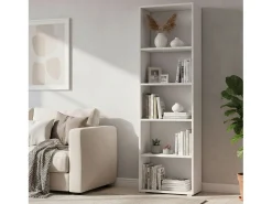Dmora Estante Dedjoum, Biblioteca com 4 prateleiras ajustáveis, Estante de livros, Armário de parede com prateleiras, 100% Fabricado na Itália, 60x30h195 cm,^ Biblioteca