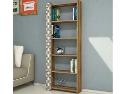 Prateleira*Dmora Estante Destéve, Estante de Escritório, Estante de Livros, Biblioteca, 65x24h170 cm, Nogueira e Branco Castanho