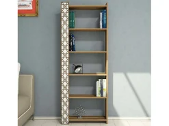 Prateleira*Dmora Estante Destéve, Estante de Escritório, Estante de Livros, Biblioteca, 65x24h170 cm, Nogueira e Branco Castanho
