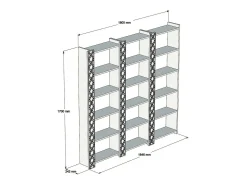 Discount Dmora Estante Destéve, Estante de Escritório, Estante Móvel, Biblioteca, 185x24h170 cm, Nogueira e Branco Castanho