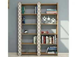 Discount Dmora Estante Destéve, Prateleira de Escritório, Portal MóvelIbri, Biblioteca, 125x24h170 cm, Nogueira e Branco Castanho