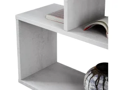 Clearance Dmora Estante Dfanes, Estante baixa dupla face, Prateleira com três compartimentos, Estante de escritório moderna, 110x24h97 cm, Cinza concreto Cinzento