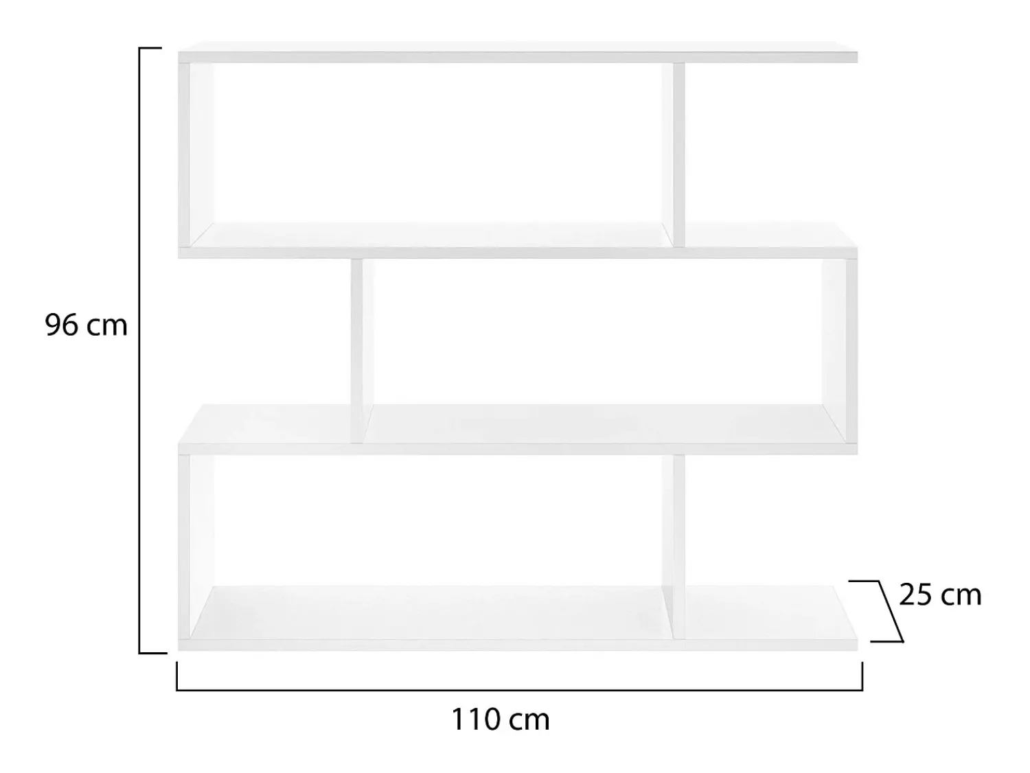 Prateleira|Dmora Estante Dfanes, Estante baixa dupla face, Prateleira com três compartimentos, Estante de escritório moderna, 110x24h97 cm, brilhante Branco
