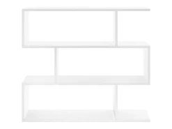 Prateleira|Dmora Estante Dfanes, Estante baixa dupla face, Prateleira com três compartimentos, Estante de escritório moderna, 110x24h97 cm, brilhante Branco