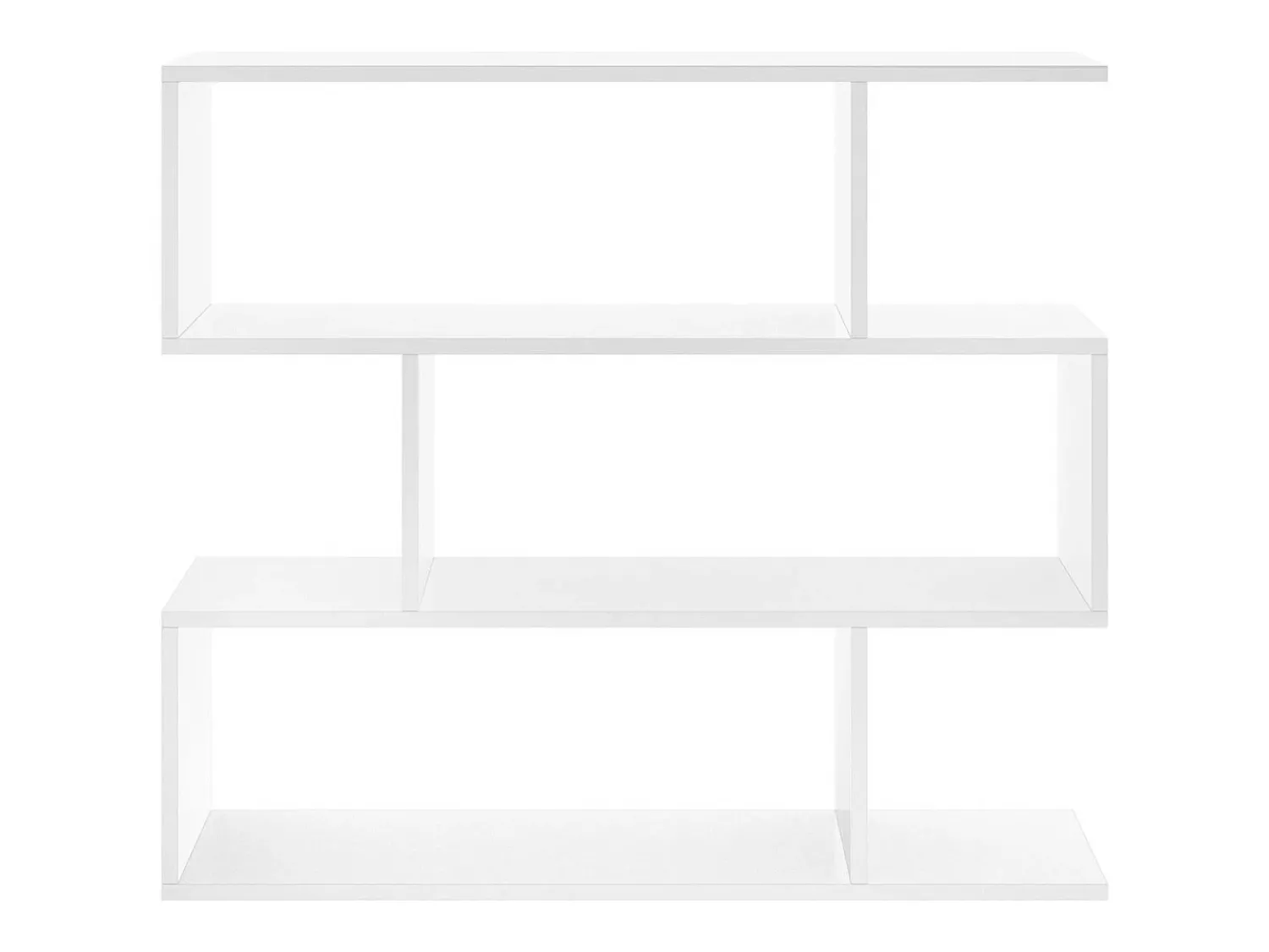 Prateleira|Dmora Estante Dfanes, Estante baixa dupla face, Prateleira com três compartimentos, Estante de escritório moderna, 110x24h97 cm, brilhante Branco