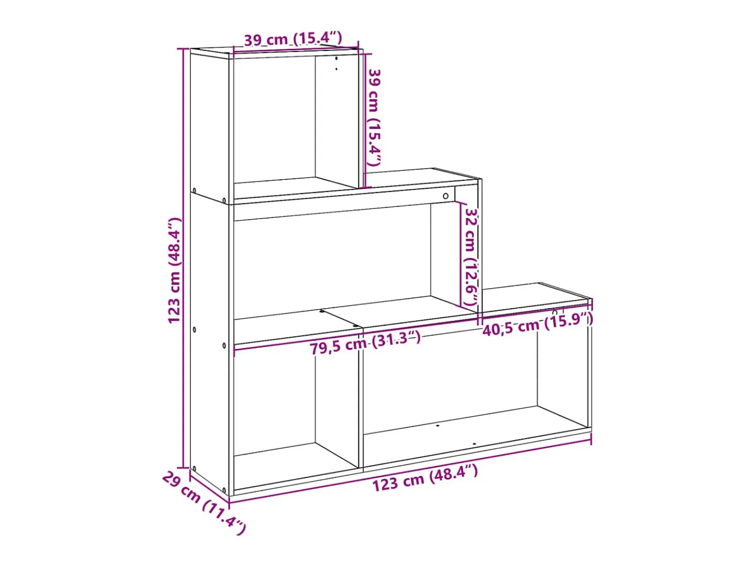 Prateleira|vidaxl Estante divisória 3 níveis 123x29x123 derivados madeira Branco