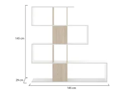 Prateleira*Dmora Estante Dkala, Estante multiuso de escritório, Estante com 4 prateleiras, 145x29h145 cm, e Carvalho Branco