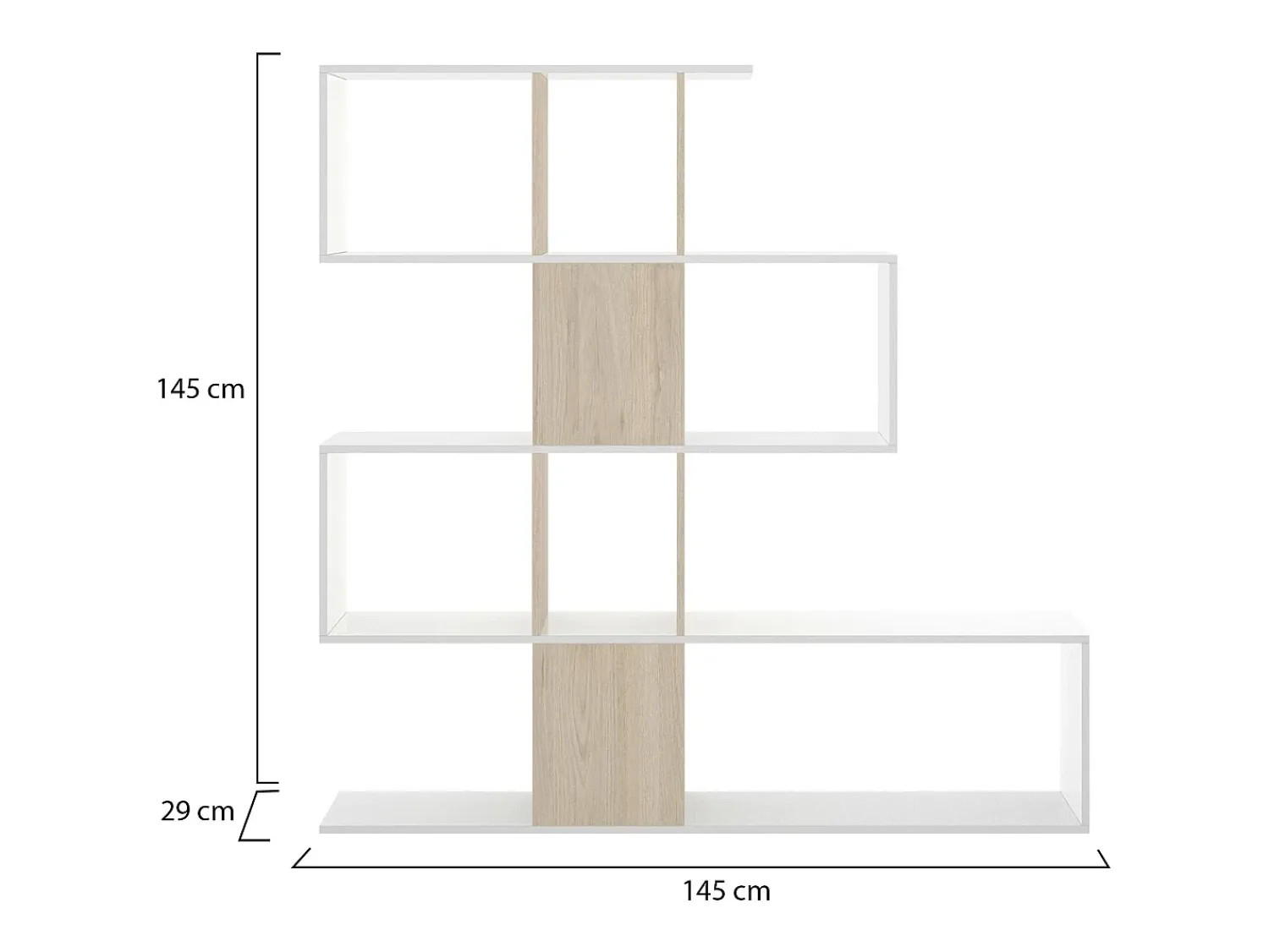 Prateleira*Dmora Estante Dkala, Estante multiuso de escritório, Estante com 4 prateleiras, 145x29h145 cm, e Carvalho Branco