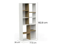 Biblioteca|Dmora Estante Dlow, estante de escritório, estante, biblioteca, 78x36 h183 cm, carvalho e branco Castanho