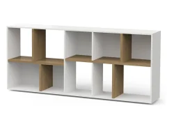 Biblioteca|Dmora Estante Dlow, estante de escritório, estante, biblioteca, 78x36 h183 cm, carvalho e branco Castanho