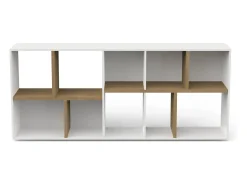 Biblioteca|Dmora Estante Dlow, estante de escritório, estante, biblioteca, 78x36 h183 cm, carvalho e branco Castanho
