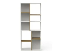 Biblioteca|Dmora Estante Dlow, estante de escritório, estante, biblioteca, 78x36 h183 cm, carvalho e branco Castanho