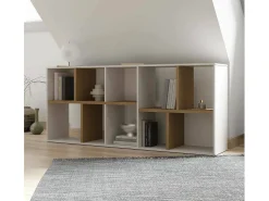 Biblioteca|Dmora Estante Dlow, estante de escritório, estante, biblioteca, 78x36 h183 cm, carvalho e branco Castanho