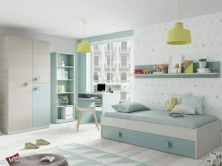 Dmora Estante Dmacagg, Estante alta com 5 prateleiras, Estante de escritório ou quarto, Estante moderna com compartimentos, 52x25h80 cm, água^ Biblioteca