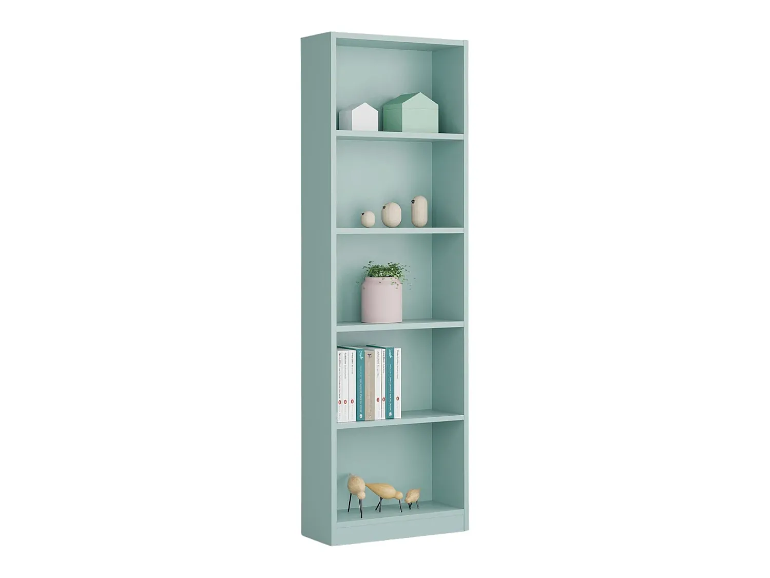 Dmora Estante Dmacagg, Estante alta com 5 prateleiras, Estante de escritório ou quarto, Estante moderna com compartimentos, 52x25h80 cm, água^ Biblioteca