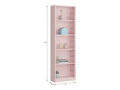Biblioteca*Dmora Estante Dmacagg, Estante alta com 5 prateleiras, Estante de escritório ou quarto, Estante moderna com compartimentos, 52x25h180 cm, Rosa