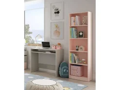 Biblioteca*Dmora Estante Dmacagg, Estante alta com 5 prateleiras, Estante de escritório ou quarto, Estante moderna com compartimentos, 52x25h180 cm, Rosa