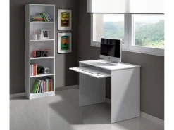 Biblioteca|Dmora Estante Dmacagg, Estante alta com 5 prateleiras, Estante de escritório ou quarto, Estante moderna com compartimentos, 52x25h80 cm, Branco