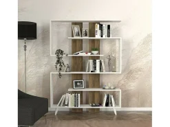 Outlet Dmora Estante Dmandell, Estante de escritório, Estante de livros, Biblioteca, 120x20h162 cm, e Noz Branco