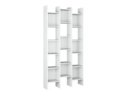 Biblioteca|Dmora Estante Dmanis, Estante com 18 prateleiras, Prateleira com compartimentos quadrados, Estante de escritório moderna, 96x29h192 cm, Branco