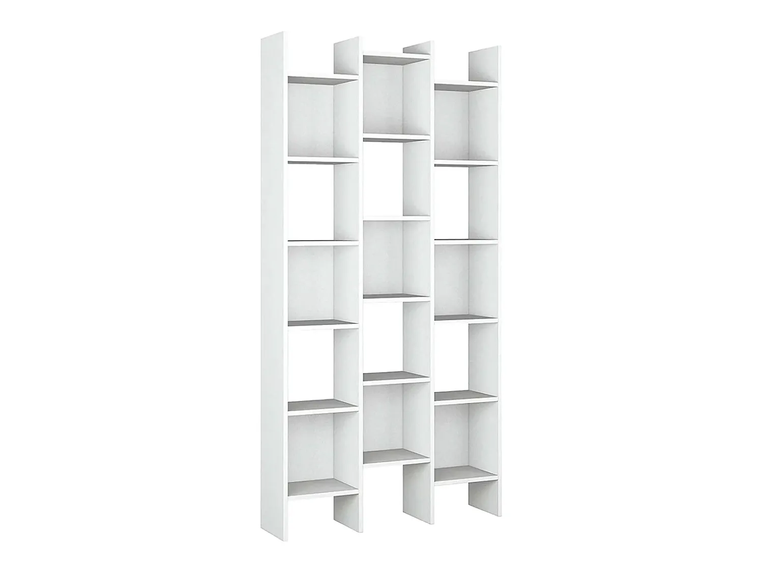 Biblioteca|Dmora Estante Dmanis, Estante com 18 prateleiras, Prateleira com compartimentos quadrados, Estante de escritório moderna, 96x29h192 cm, Branco