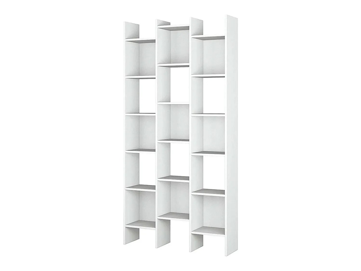 Biblioteca|Dmora Estante Dmanis, Estante com 18 prateleiras, Prateleira com compartimentos quadrados, Estante de escritório moderna, 96x29h192 cm, Branco
