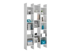 Biblioteca|Dmora Estante Dmanis, Estante com 18 prateleiras, Prateleira com compartimentos quadrados, Estante de escritório moderna, 96x29h192 cm, Branco